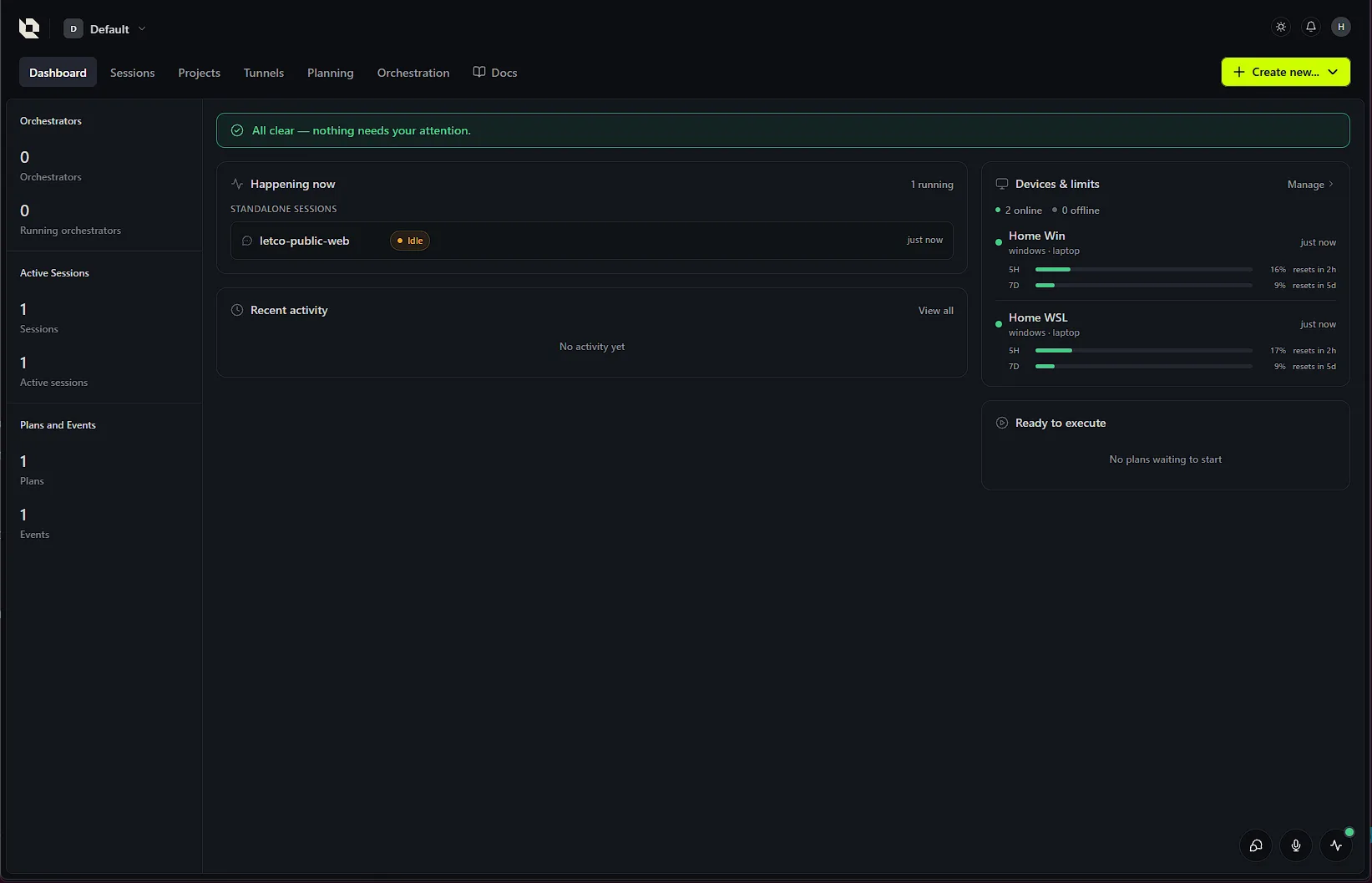 Letco — Dashboard